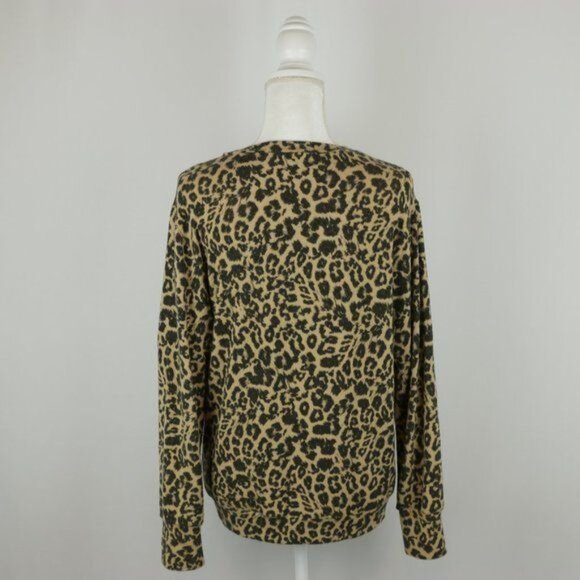 LNA Women's Small Black & Tan Animal Print V-Neck Cutout Tight Knit Sweater - Picture 3 of 7